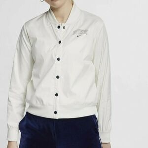 Women's Nike Bomber Jacket, White/Black, Size Medium, EUC